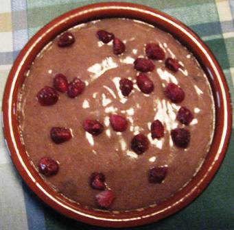 Strawberye garnished with pomegranate seeds